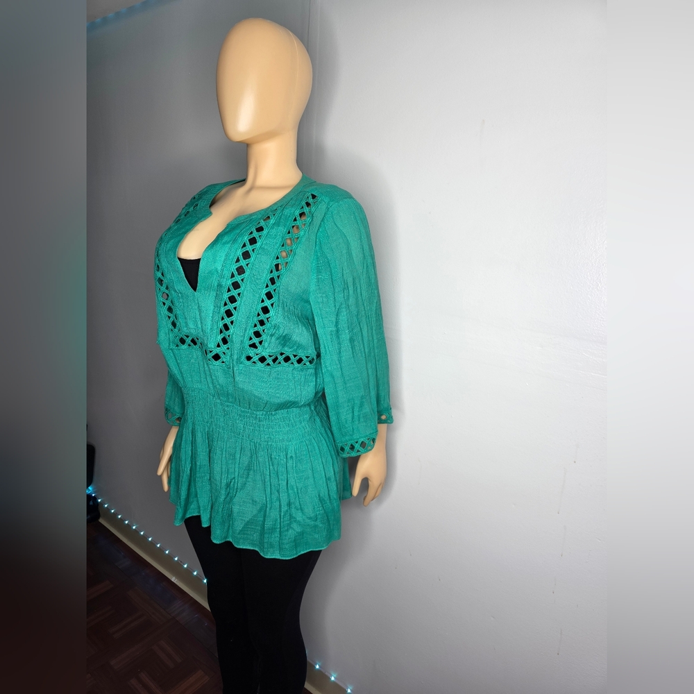 Alfani Teal Women's Tunic with Cutout Design Size 14